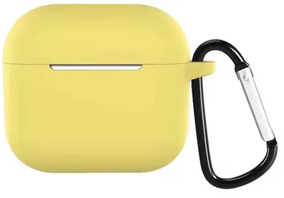 Image de Étui en silicone jaune compatible avec les AirPods 3, avec mousqueton. Étui de protection pour Apple AirPods, de couleur jaune, de la marque CHPN