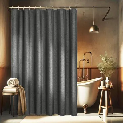 Produktbild von Unyqoos dunkelgrauer ® Duschvorhang mit Leinentextur und wasserabweisenden Eigenschaften für s Badezimmer