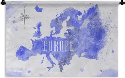 Produktbild von MuchoWow® Wandteppich Wandbehang Karte - Lila - Europa 150x100 cm Tapisserie Dekoration Wandtuch - Waschbar - Tapisserien - Wand-Decke