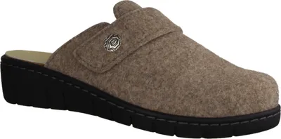 Produktbild von Slowlies 176 Damen-Hausschuhe, Wollfilz, Beige, Wechselfußbett - Haus - hüttenschuhe Damen Hausschuhe, Beige