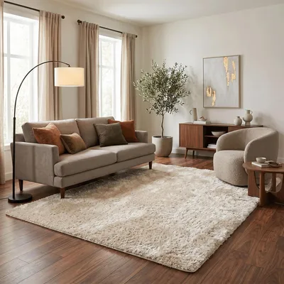 Produktbild von Hochflor Shaggy Teppich Luxus Feeling Mix Beige, Größe:200x300 cm