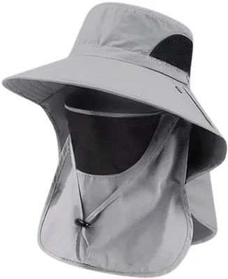 Produktbild von Unyqoos® Faltbarer Uni-Sonnenhut mit abnehmbarer Nackenklappe, breite Krempe, UPF50, atmungsaktives Mesh, schnelltrocknend, 56–61 cm, ideal für Wandern und Strand