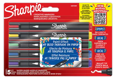 Immagine prodotto di Sharpie 2201069 Marcatore creativo Sharpie ACRILICO, punta tonda, confezione blister da 5 pezzi