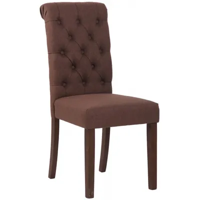 Produktbild von CLP Esszimmerstuhl Lisburn Mit Lehne im Chesterfield Design braun Material Stoff
