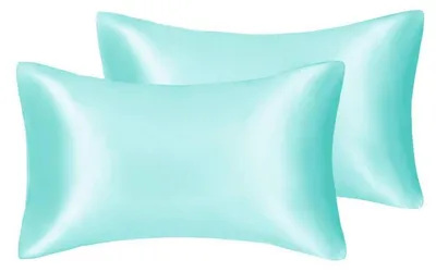 Produktbild von Satin-Kissenbezüge für Haare & Haut, 2 Stück, Türkisblau, 50x75 cm