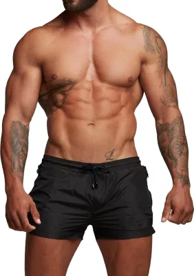Produktbild von Herren Sportshorts, atmungsaktiv & schnelltrocknend, mit Seitentaschen für Fitness & Laufen, Schwarz