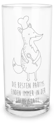 Produktbild von Mr. & Mrs. Panda Glas Fuchs Koch 400 ml - Transparent - Geschenk, Abendessen, Chefkoch, Longdrinkglas, Party, Hungrig, Cocktailglas, Bäcker, Tumbler, Trinkbecher
