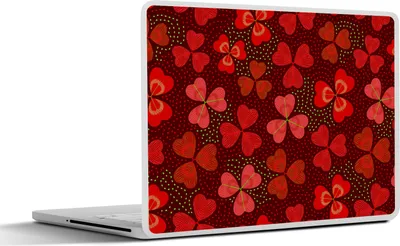Produktbild von MuchoWow® Laptop Aufkleber Sticker Cover Muster - Klee - Rot 31x22.5 cm - Laptop-Deko