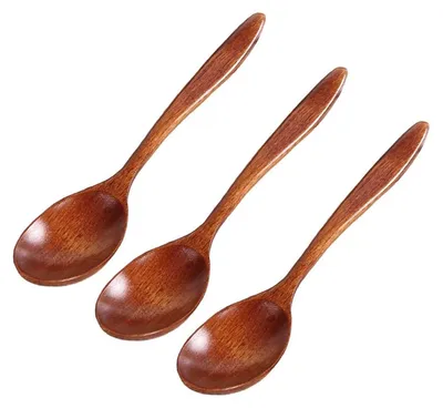 Holzlöffel, 3 Stück, 14 cm, natürliches Holz, Honiglöffel, Teelöffel