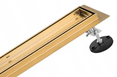 Produktbild von Granitan - Duschrinne - Bodenablauf 100 cm - Ablaufrinne Gold - Drehsiphon 360° - OLWP-1000GD