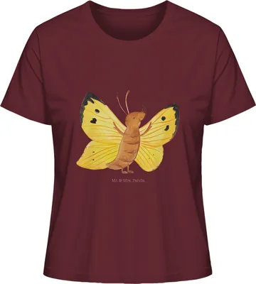 Produktbild von Mr. & Mrs. Panda Baumwoll T-Shirt Damen Schmetterling Zitronenfalter Größe XL - Burgundy - Geschenk, Sommershirt, shirt, Selbstliebe, Oberteil, Fakt, Mit Motiv, Liebe