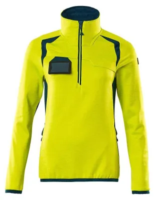 Produktbild von MASCOT® Fleecepullover mit kurzem Zipper, Damen Microfleecejacke Größe 2XL, hi-vis gelb/dunkelpetroleum | Packung (1 Stück)