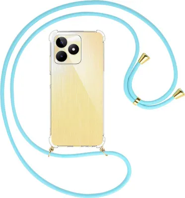 Produktbild von Handykette Backcover-Schutzhülle mit Band (Metall goldfarben) für Realme C53 (RMX3760, 6.74'') - himmelblau