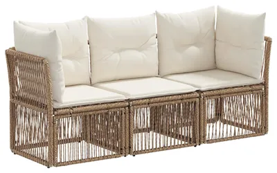 Immagine prodotto di Tre poltrone da giardino in rattan sintetico color beige