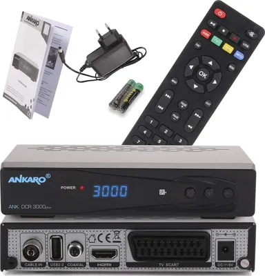 Produktbild von Ankaro DCR 3000 Plus digitaler 1080p Full HD Kabel-Receiver für Kabelfernsehen mit PVR Aufnahme Funktion (HDTV, DVB-C/C2, HDMI, Scart, Coaxial, Mediaplayer, USB) automatische Installation–schwarz