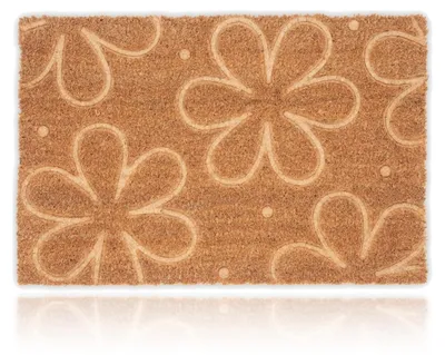 Image de Tapis d'entrée Relaxdays en coco, motif floral, 60 x 40 cm, antidérapant, résistant aux intempéries, pour l'intérieur et l'extérieur, couleur naturelle, Image générée par une IA