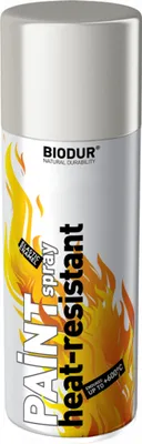 Produktbild von Biodur | Hitzefester Lack - Silber - 400ml, Motorlack, Backofenspray, Korrosionsschutz, Sprühfarbe