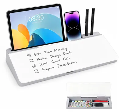 Image de Solidchoice - Tableau blanc en verre avec espace de rangement pour l'organisation du bureau