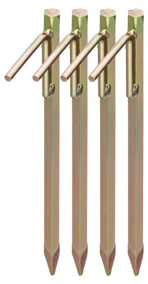 Immagine prodotto di Set di 4 picchetti Relaxdays, picchetti per terreni duri, 30,5 cm, accessori per tende, da conficcare nel terreno, acciaio zincato, dorati