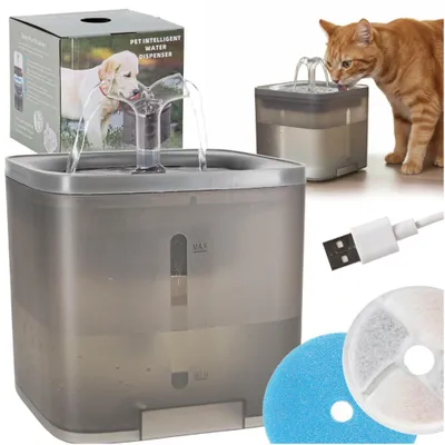 Produktbild von Trinkbrunnen für Haustiere (2 l), USB-Pumpe, Kohlefilter