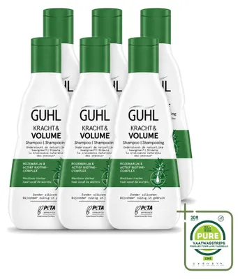 Image de 6 flacons de shampooing Guhl Kracht & Volume - 250 ml - Pack économique - 6 pièces