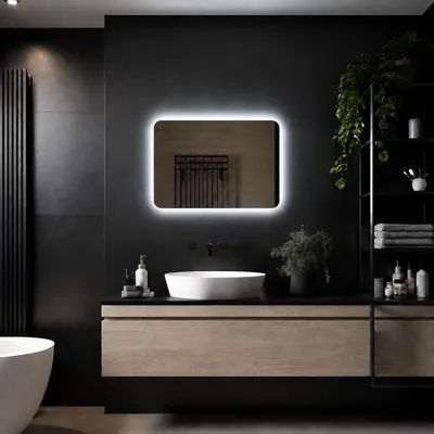 Produktbild von LoXa Badspiegel Malaga 80×60 cm – abgerundete Ecken, indirekte LED, dimmbar, CCT, Antibeschlag, Touch