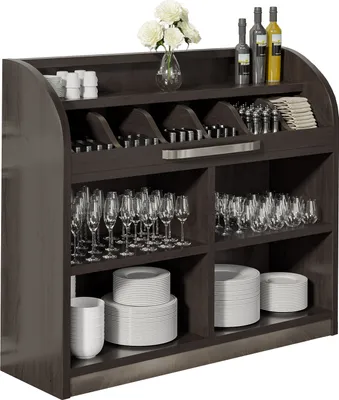 Produktbild von LEA | Besteckschrank | B110cm x H105 | Wenge-Schwarz | 2xBöden | Holz Kellnerstation Schrank Kommode Servier Gastro