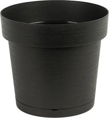 Obrázek produktu pro Plastový květináč s podložkou MELROSE GLAMOUR 20 cm, plast, antracitová barva, matný