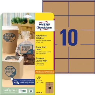 Produktbild von AVERY Zweckform Naturbraune Etiketten 105 x 57 mm 250 Etiketten
