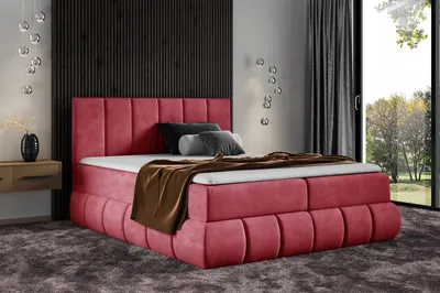 Obrázek produktu pro Designová čalouněná postel 200x200 VENY - červená + topper