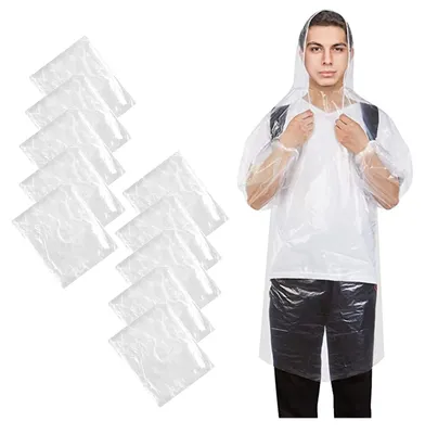 Imagen del producto de Conjunto de 10 ponchos impermeables desechables con capucha, ideales para emergencias
