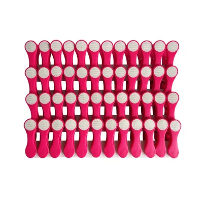 Image de 48 pinces à linge Soft Grip rose et blanc