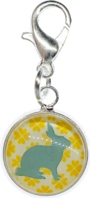 Produktbild von Blauer Hase Charm Anhänger Bettelarmband Miniblings Kaninchen sitzend Osterhase