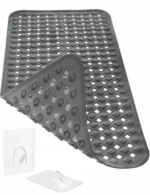 Produktbild von Rutschfeste schwarze Badewannenmatte mit Saugnäpfen