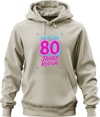 Produktbild von 80er Jahre Kostüm Neon Retro Party Geburtstag Geschenk Lustig Uni Hoodie Kapuzenpullover, Natur, 3XL