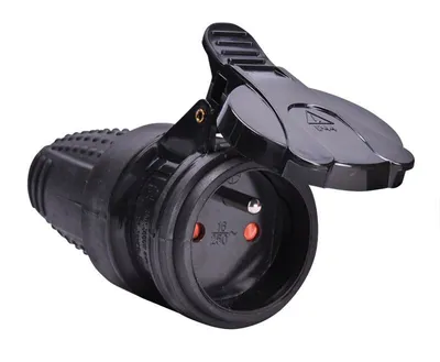 Obrázok produktu pre Solight Čierna vidlica priama s krytkou, 230V/16A, IP44 P77