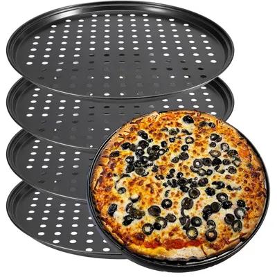 Obrázok produktu pre Pizzaový plech 30 cm - Okrúhly plech s otvormi - Nepriľnavý povrch - Odolný materiál - Vhodný do rúry - Na prípravu chrumkavej pizzy