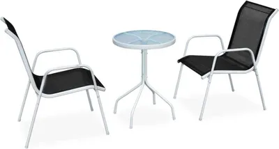 Produktbild von 3-tlg. Bistro-Set Stahl Schwarz