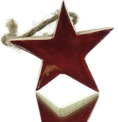 Produktbild von Weihnachtsanhänger Massivo Stern Rot & Natur Ø 5,5 cm - Holz