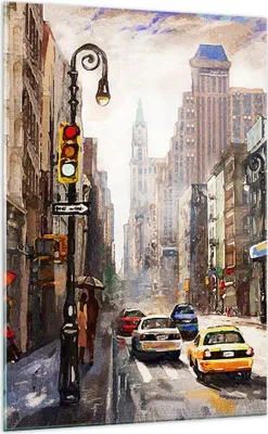Produktbild von Bilder auf glas - Einteilig - New York Aquarell - 70x100cm - Glasbilder - Wandbilder - Bilder - zum Aufhängen bereit - Wanddekoration aus Glas - Glas Bilder - Wandbild auf Glas - GPA70x100-4590