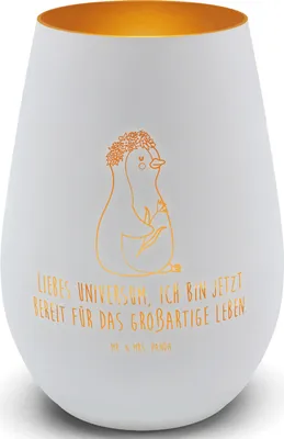 Produktbild von Mr. & Mrs. Panda Glas Windlicht Pinguin Blumen - Weiß - Geschenk, Teelichthalter, Laterne, Lebenslust, Gravur, Kerzenglas, Kerzenhalter, Ziele, Geschenkidee, Positiv
