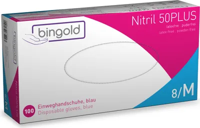 Produktbild von Bingold Nitril 50Plus blau Gr. M 100 Stück