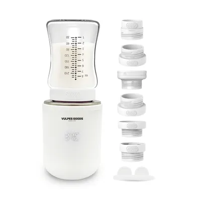 Produktbild von Vulpes Goods Tragbarer Flaschenwärmer Baby, kabelloser Milchwaermer, Inklusive 6 Adapter, Für alle Babyflaschen, 13.200 mAh, PRO MAX