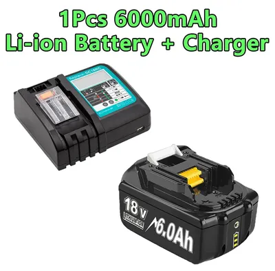 Obrázok produktu pre Batéria pre Makita 18V BL1830, BL1840, BL1850, BL1860 - Li-Ion náhradná batéria - 6000 mAh, vysoká kapacita - 1 kus s nabíjačkou 4A