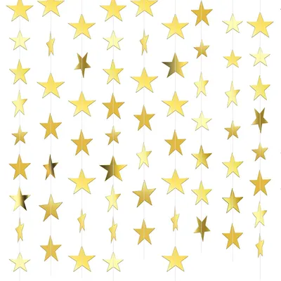 Papiersterne Girlande, 35 Stück, 4 m, Gold, Glitzer