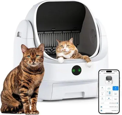 Productafbeelding van Kattenbak Zelfreinigend - Automatische Kattenbak - Hygiënisch Huisdieren - Geurcontrole Sensor - Grote Capaciteit - Wit