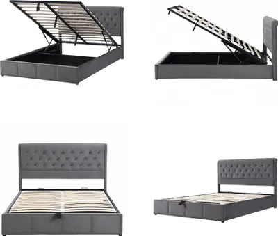 Produktbild von Polsterbett 180×200cm Bett mit Stauraum, Boxspringbett Doppelbett  Stabile Lattenrost Langlebig & Robust Kopfteilm Funktionsbett Hydraulikbett