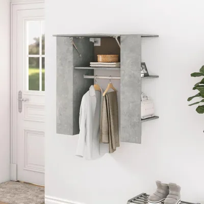 Obrázok produktu pre Halkast – Skriňa do predsiene – Usporiadanie predsiene – S vešiakom – 97,5 x 37 x 99 cm – Betónová sivá