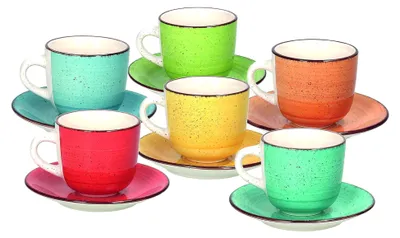 Produktbild von Set aus 6 Teetassen mit Untertassen, Stein, Mehrfarbig