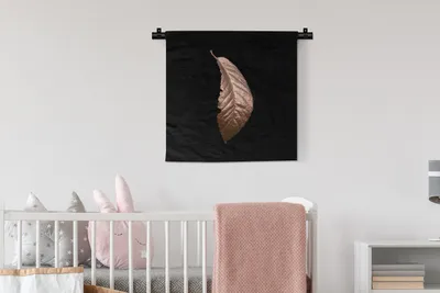 Produktbild von MuchoWow® Wandteppich Wandbehang Gold - Blatt - Rosa 60x60 cm Tapisserie Dekoration Wandtuch - Dekorationen - Wand Decke